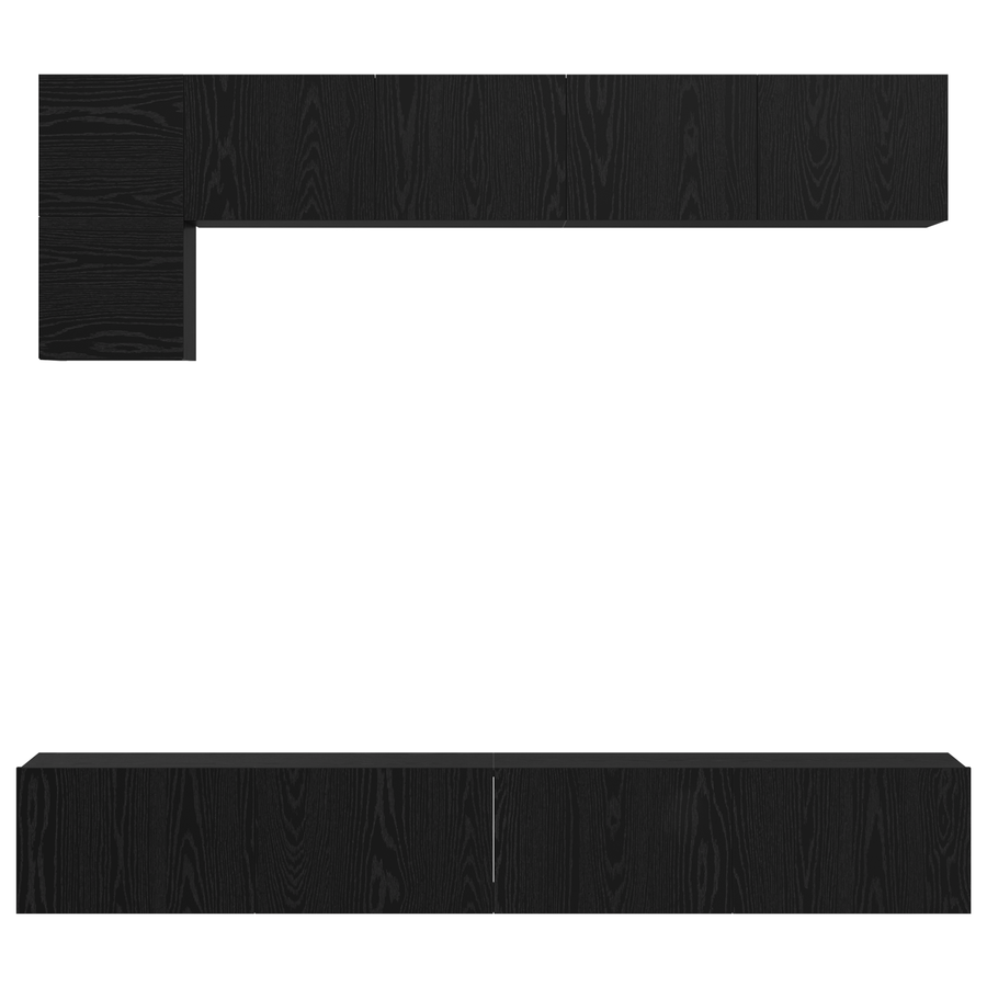 Tv-meubelset 5 pcs Zwart eiken 100 x 30 x 30 cm Bewerkt hout