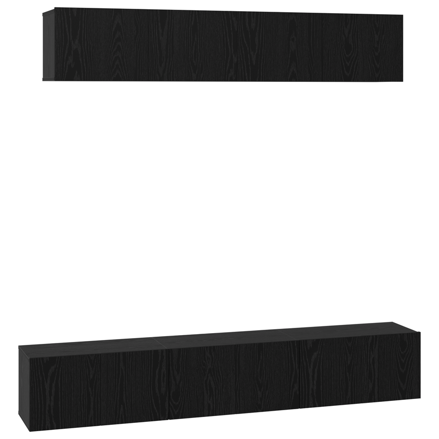 Tv-meubelset 5 pcs Zwart eiken 80 x 30 x 30 cm Bewerkt hout
