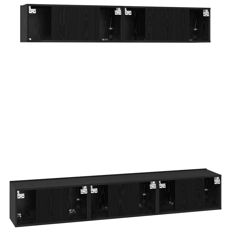 Tv-meubelset 5 pcs Zwart eiken 80 x 30 x 30 cm Bewerkt hout
