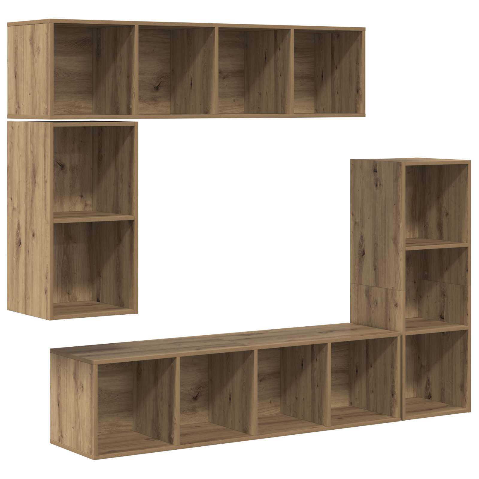 Tv-meubelset 4 pcs artisanaal eikenkleurig Bewerkt hout