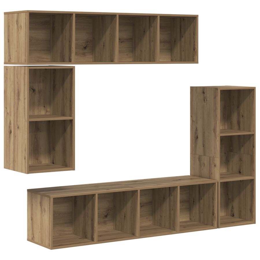 Tv-meubelset 4 pcs artisanaal eikenkleurig Bewerkt hout