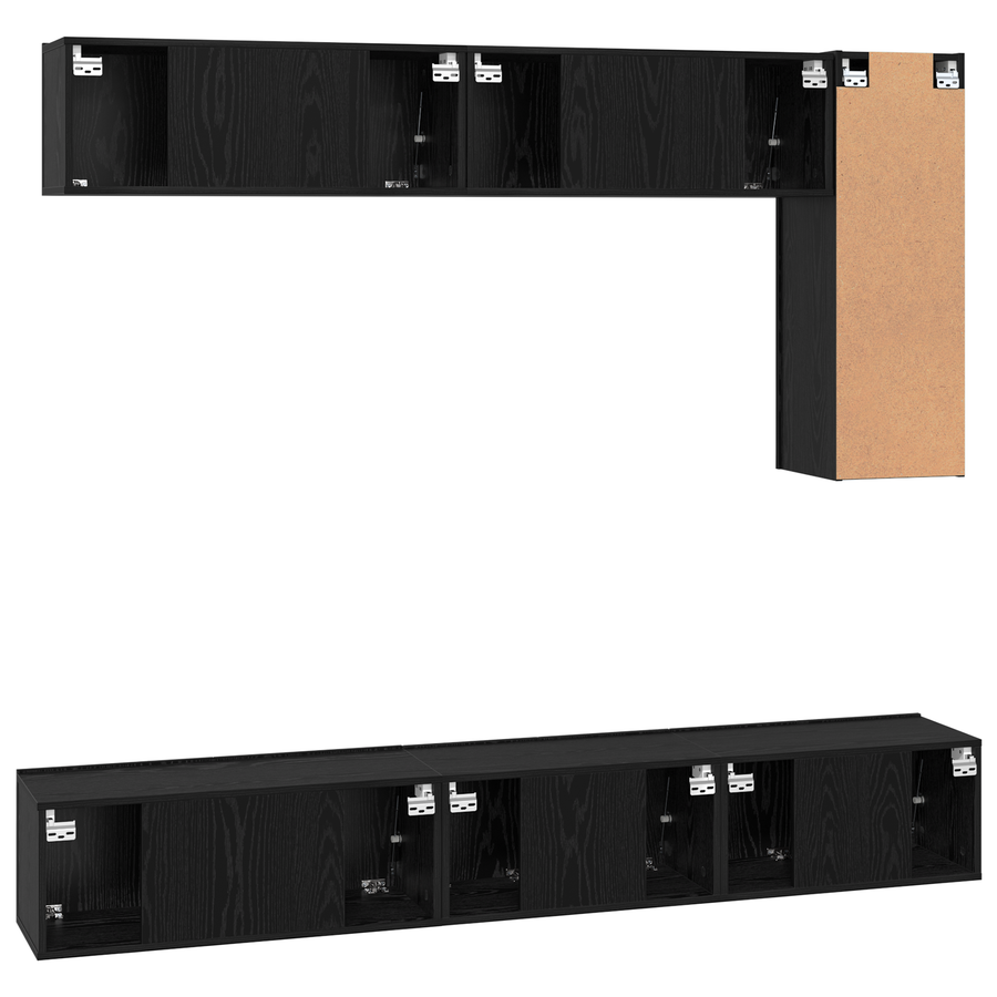 TV kastenset met plank Anders met opslag met de deur 6 pcs Zwart eiken 30.5 x 30 x 90 cm