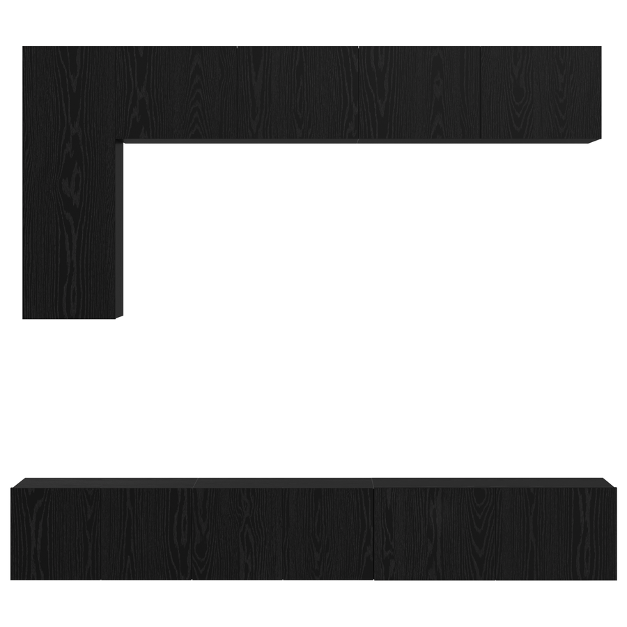 TV kastenset met plank Anders met opslag met de deur 6 pcs Zwart eiken 30.5 x 30 x 90 cm
