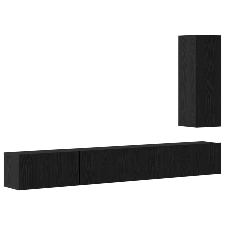 Tv-meubelset 4 pcs Zwart eiken 30.5 x 30 x 90 cm Bewerkt hout