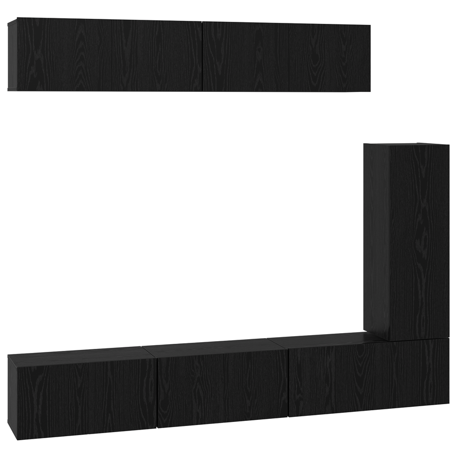 TV kastenset met plank Anders met opslag met de deur 6 pcs Zwart eiken 30.5 x 30 x 90 cm