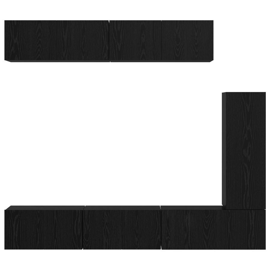 TV kastenset met plank Anders met opslag met de deur 6 pcs Zwart eiken 30.5 x 30 x 90 cm
