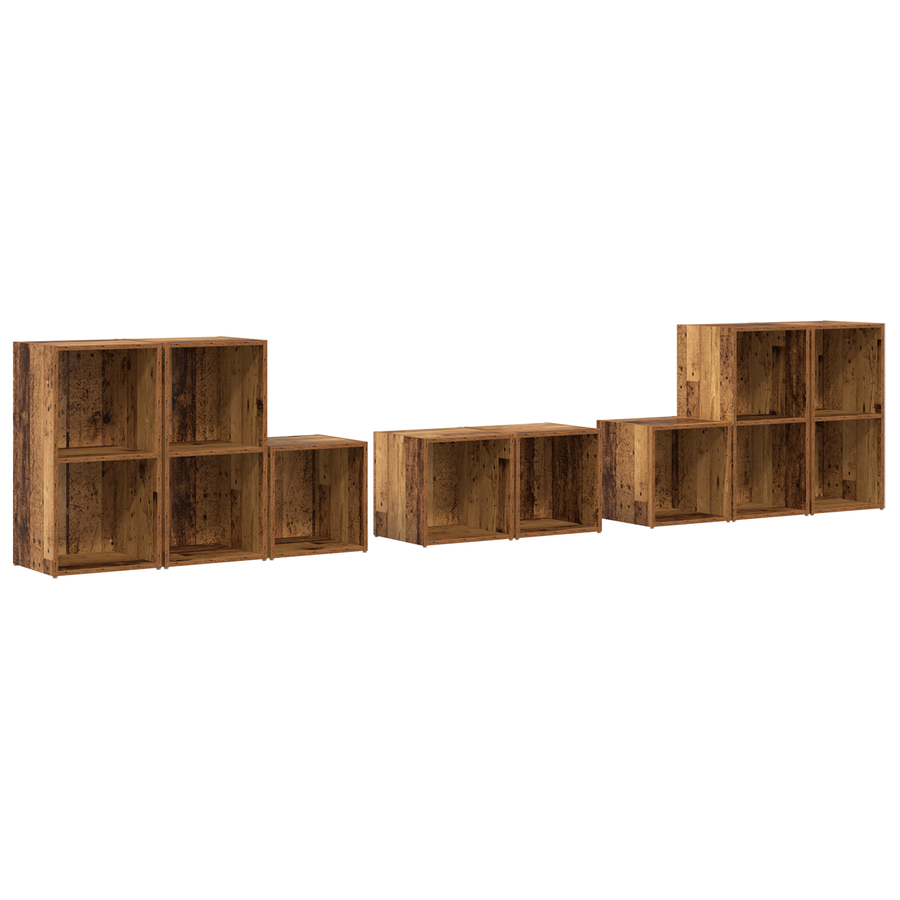 TV-kast set met plank met opslag 8 pcs Oud Hout Bewerkt hout
