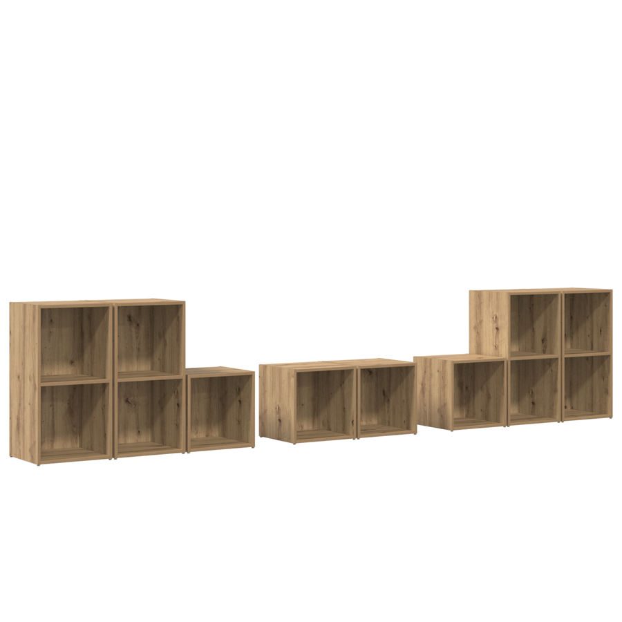 TV-kast set met plank met opslag 8 pcs Artisan Eiken Bewerkt hout
