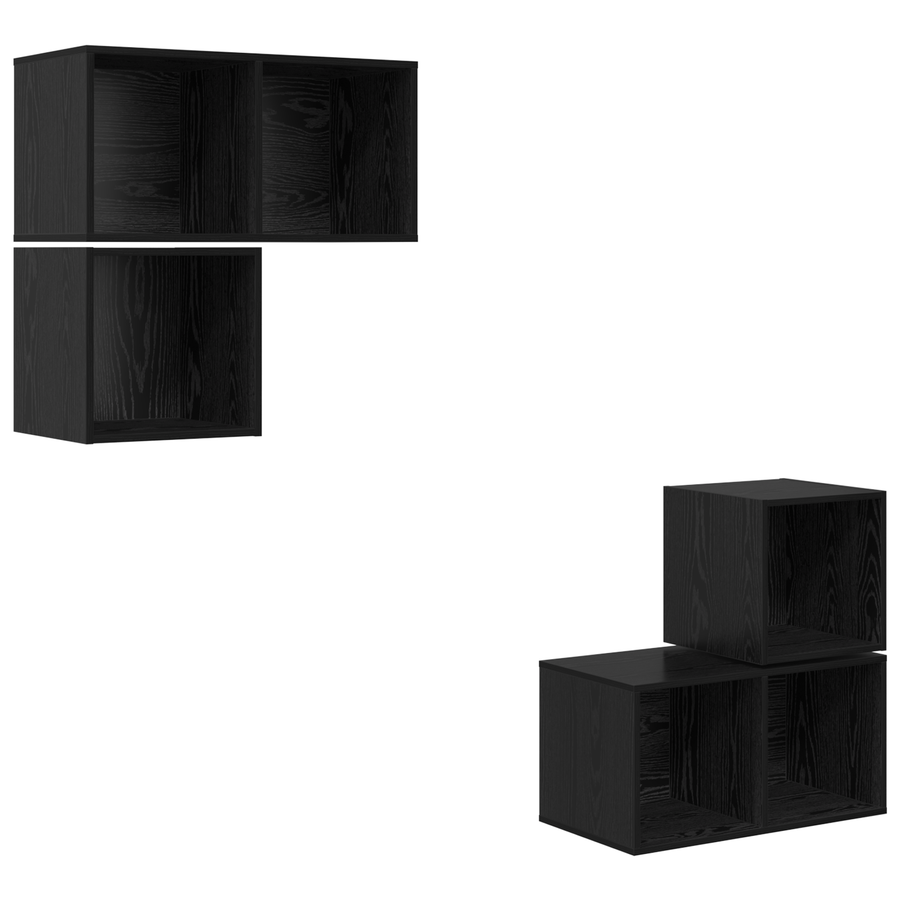 TV-kast set 4 pcs Zwart eiken 37 x 37 x 72 cm Bewerkt hout