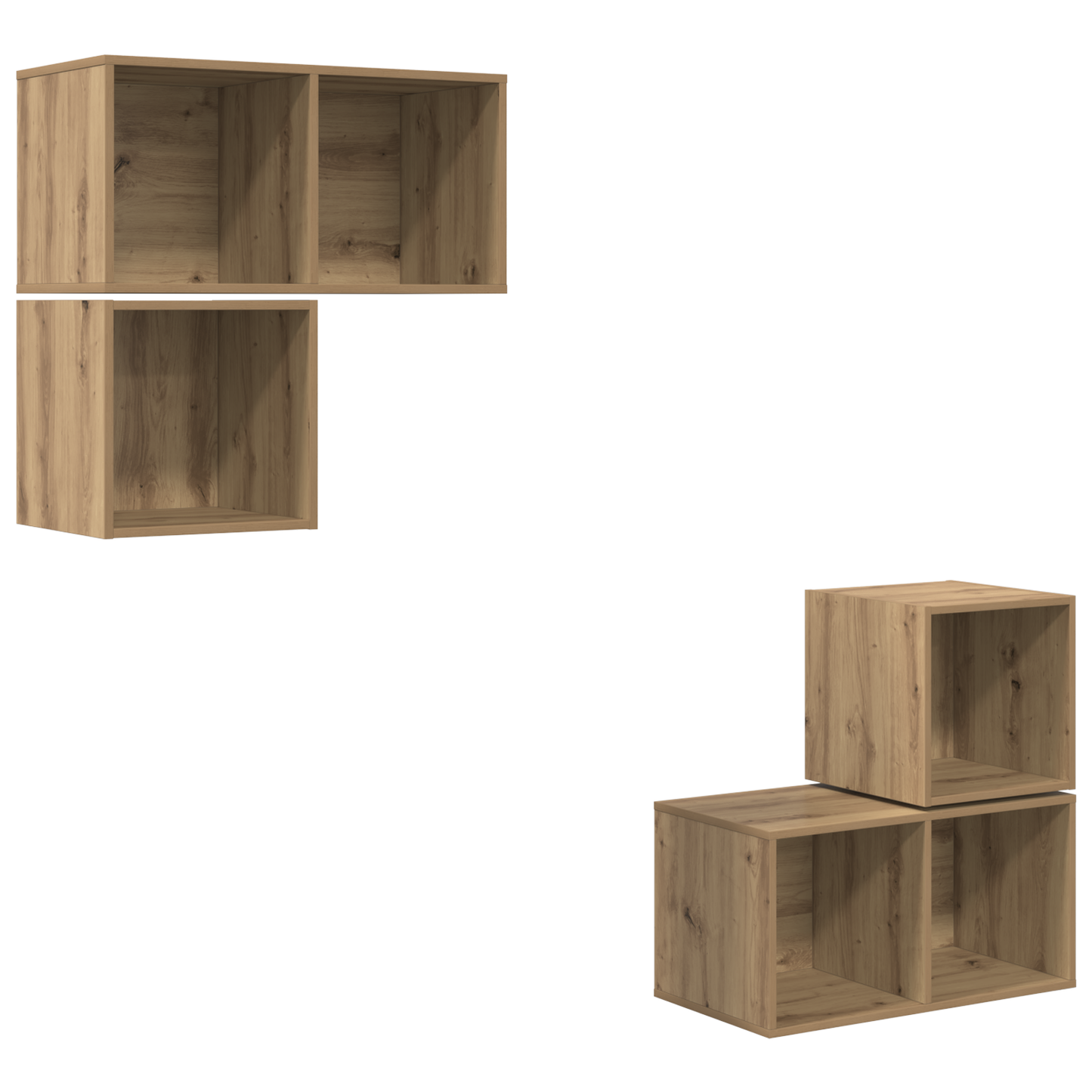 TV-kast set 4 pcs artisanaal eikenkleurig 37 x 37 x 72 cm
