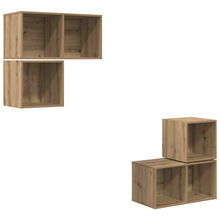 TV-kast set 4 pcs artisanaal eikenkleurig 37 x 37 x 72 cm
