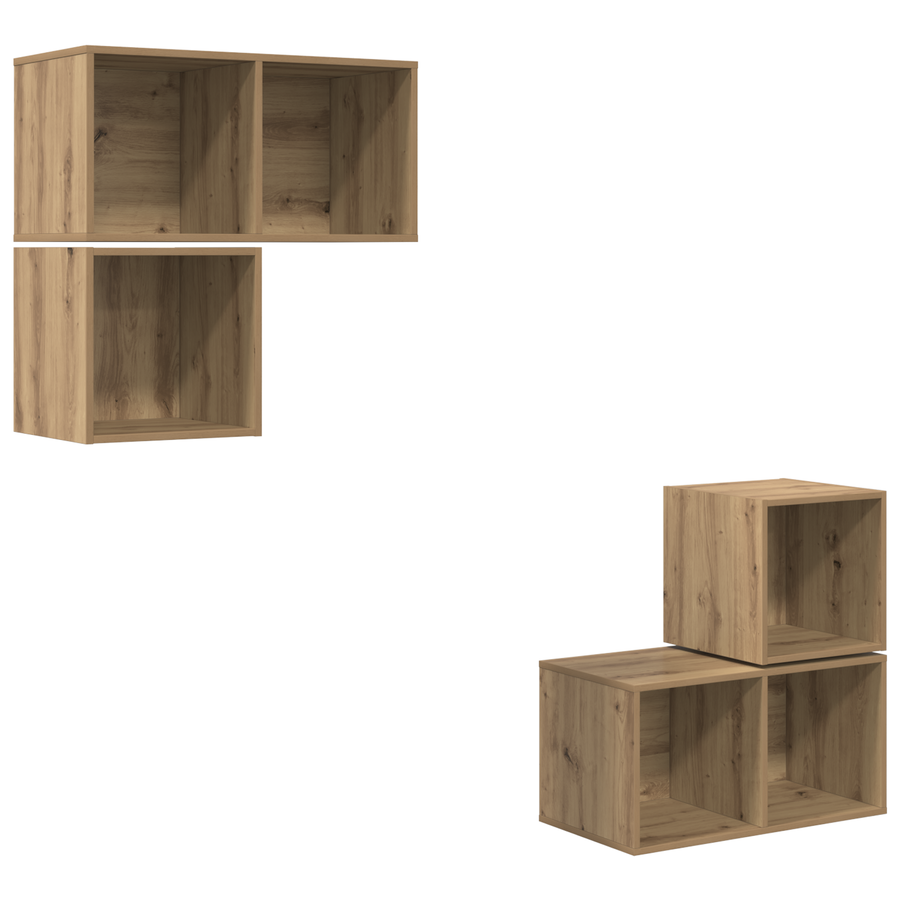 TV-kast set 4 pcs artisanaal eikenkleurig 37 x 37 x 72 cm