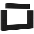 Tv-meubelset 8 stuks zwart eiken bewerkt hout 80x30x30.5 cm