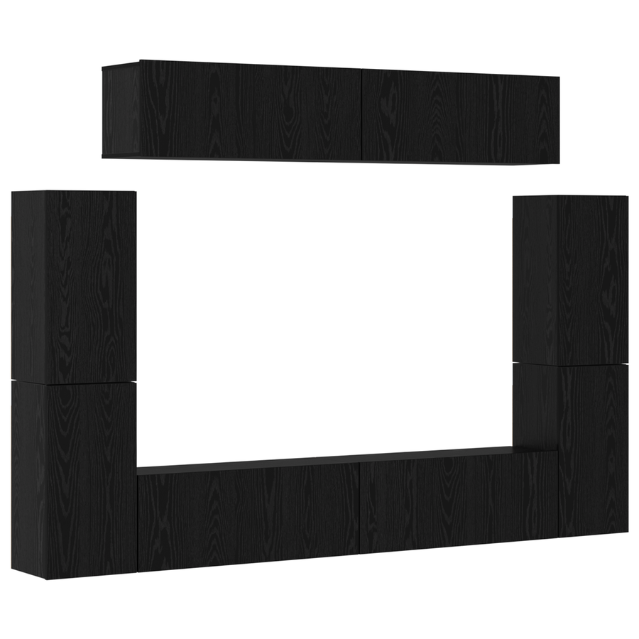 Tv-meubelset 8 pcs Zwart eiken 80 x 30 x 30.5 cm Bewerkt hout