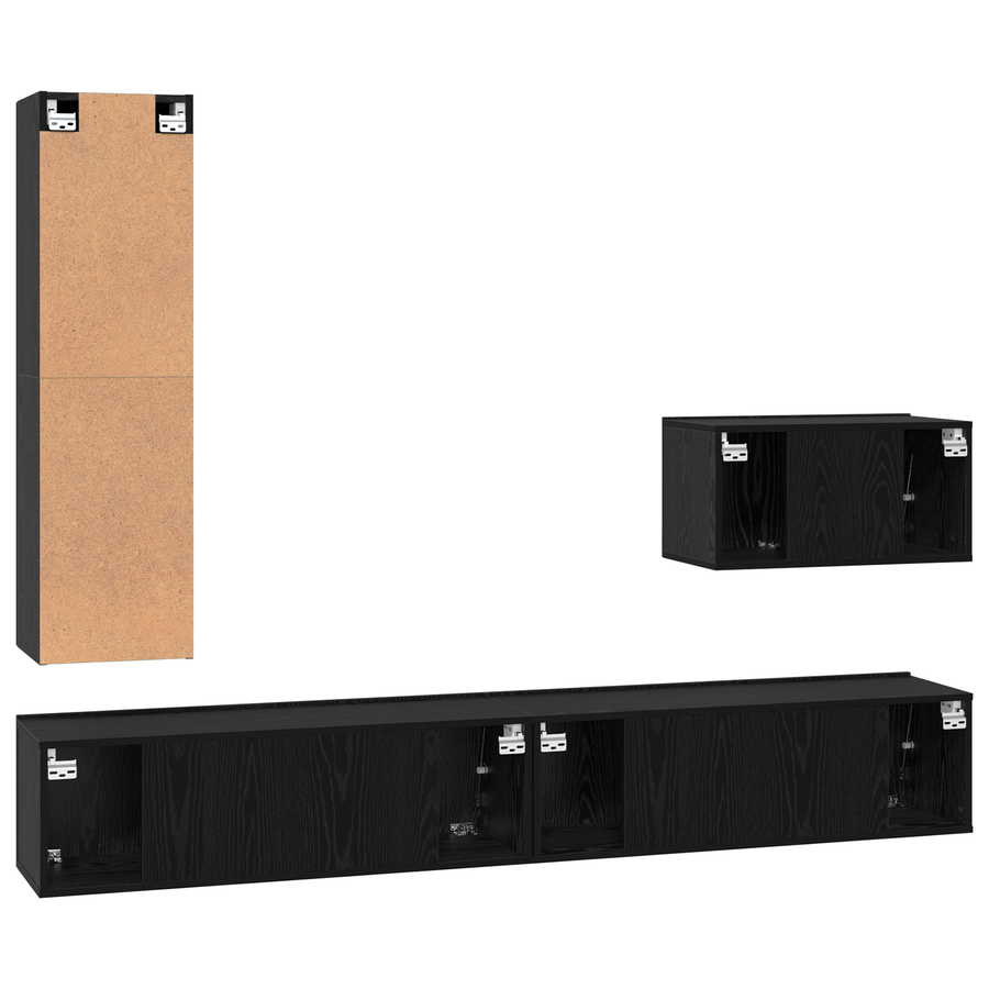 Tv-meubelset 4 pcs Zwart eiken 30.5 x 30 x 110 cm Bewerkt hout