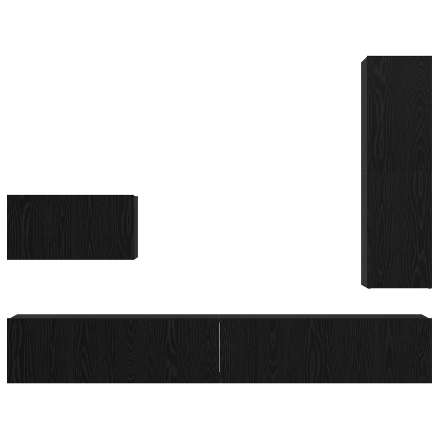 Tv-meubelset 4 pcs Zwart eiken 30.5 x 30 x 110 cm Bewerkt hout
