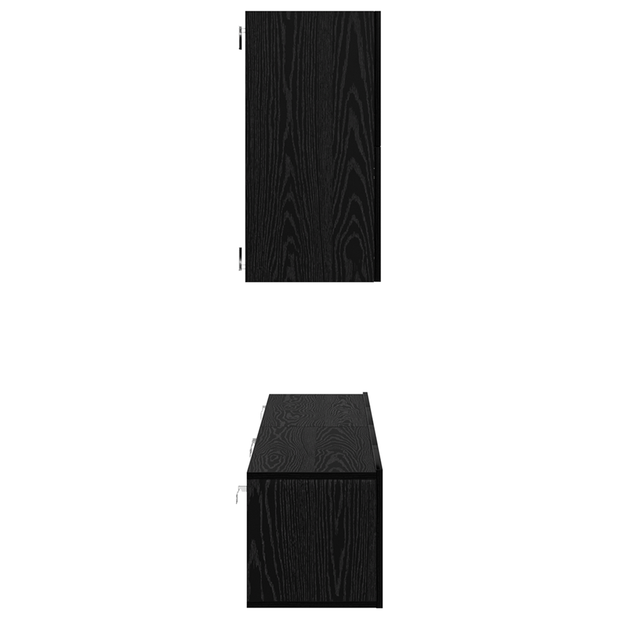 Wand TV Kast met plank met opslag met de deur 6 pcs Zwart eiken Bewerkt hout