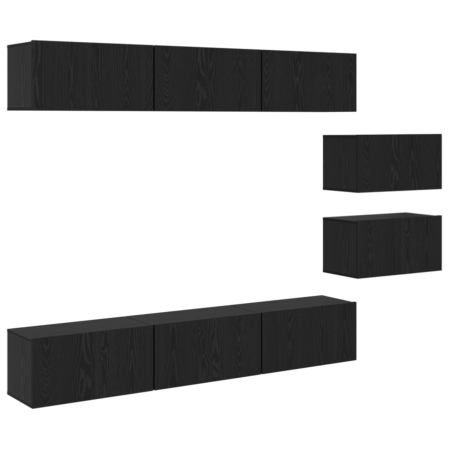TV-kast met opslag met de deur 8 pcs Zwart eiken 60 x 30 x 30.5 cm