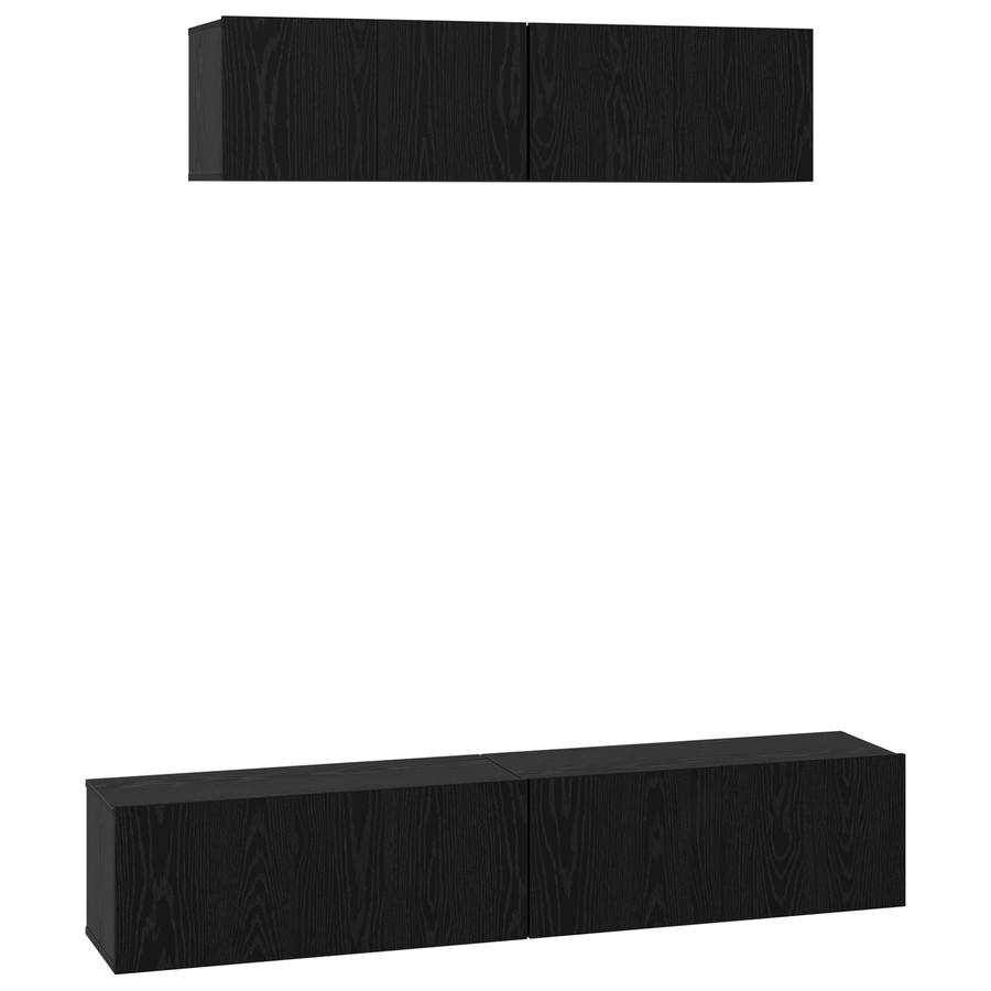 Wand TV Kast Anders 4 pcs Zwart Eiken Small 80 x 30 x 30.5 cm