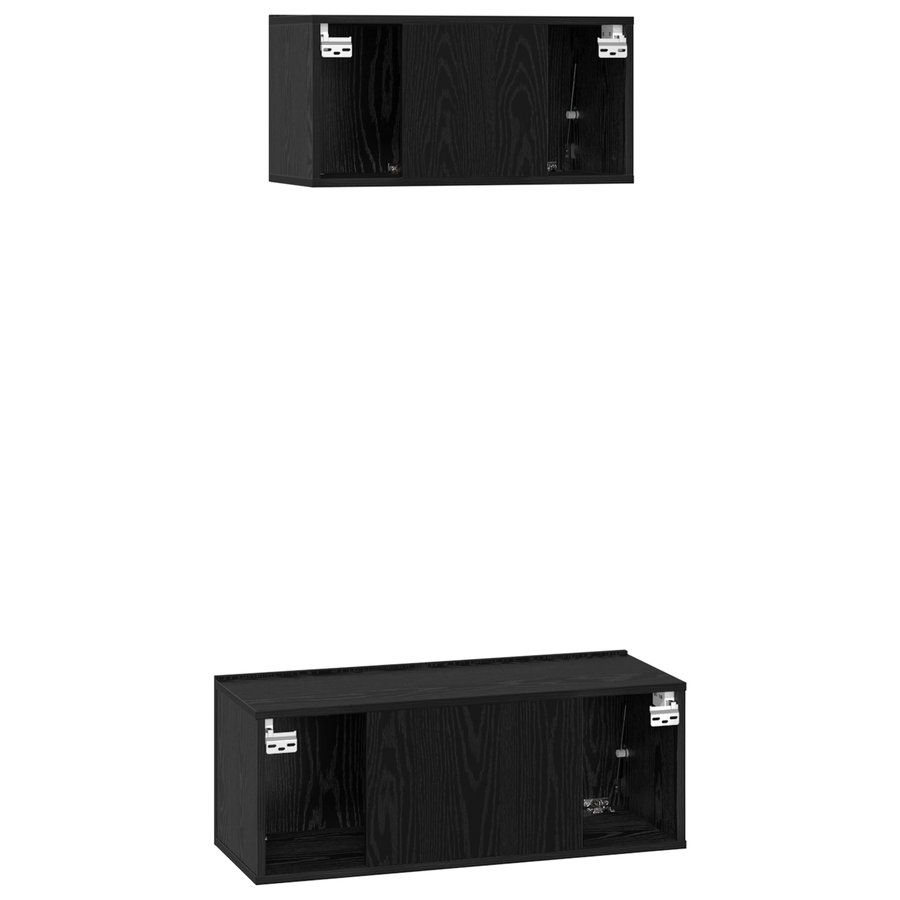 TV Kast Anders met opslag met de deur 2 pcs Zwart eiken 80 x 30 x 30 cm