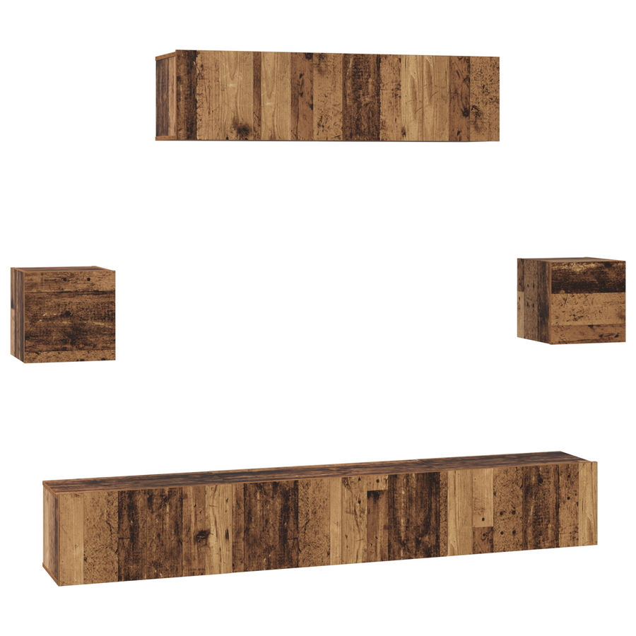 TV Kast Set Anders met opslag met de deur 7 pcs Oude hout 80 x 30 x 30 cm