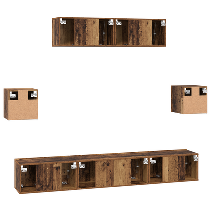 TV Kast Set Anders met opslag met de deur 7 pcs Oude hout 80 x 30 x 30 cm