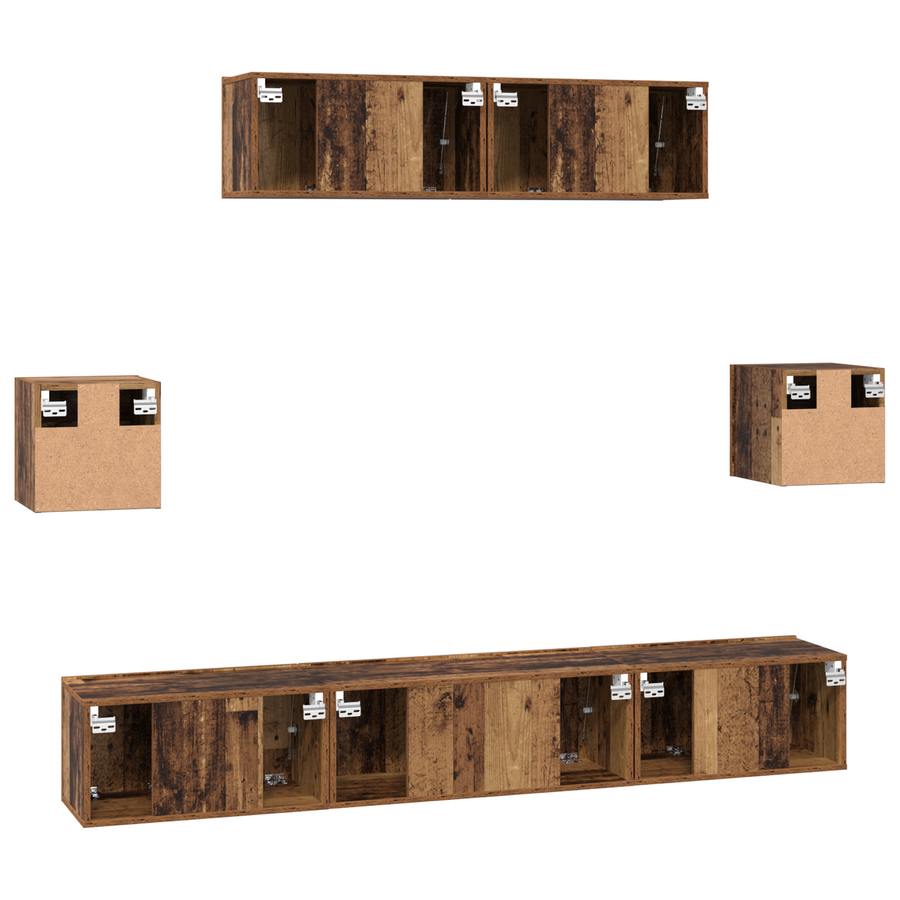 TV Kast Set Anders met opslag met de deur 7 pcs Oude hout 80 x 30 x 30 cm