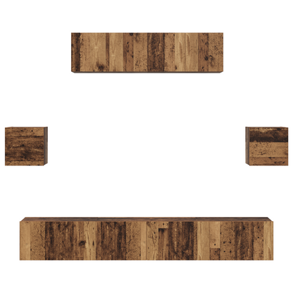 TV Kast Set Anders met opslag met de deur 7 pcs Oude hout 80 x 30 x 30 cm