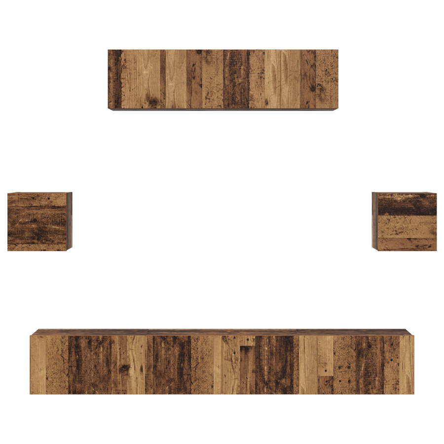 TV Kast Set Anders met opslag met de deur 7 pcs Oude hout 80 x 30 x 30 cm