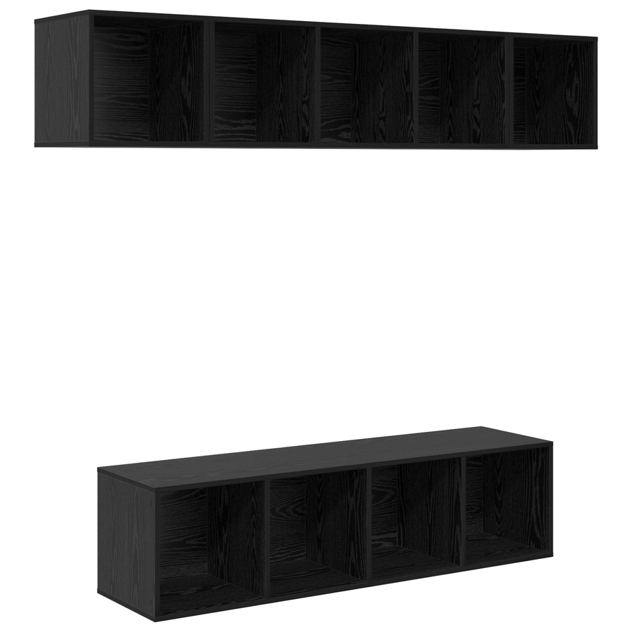 Tv-meubelset 4 pcs Zwart eiken 37 x 37 x 142.5 cm Bewerkt hout