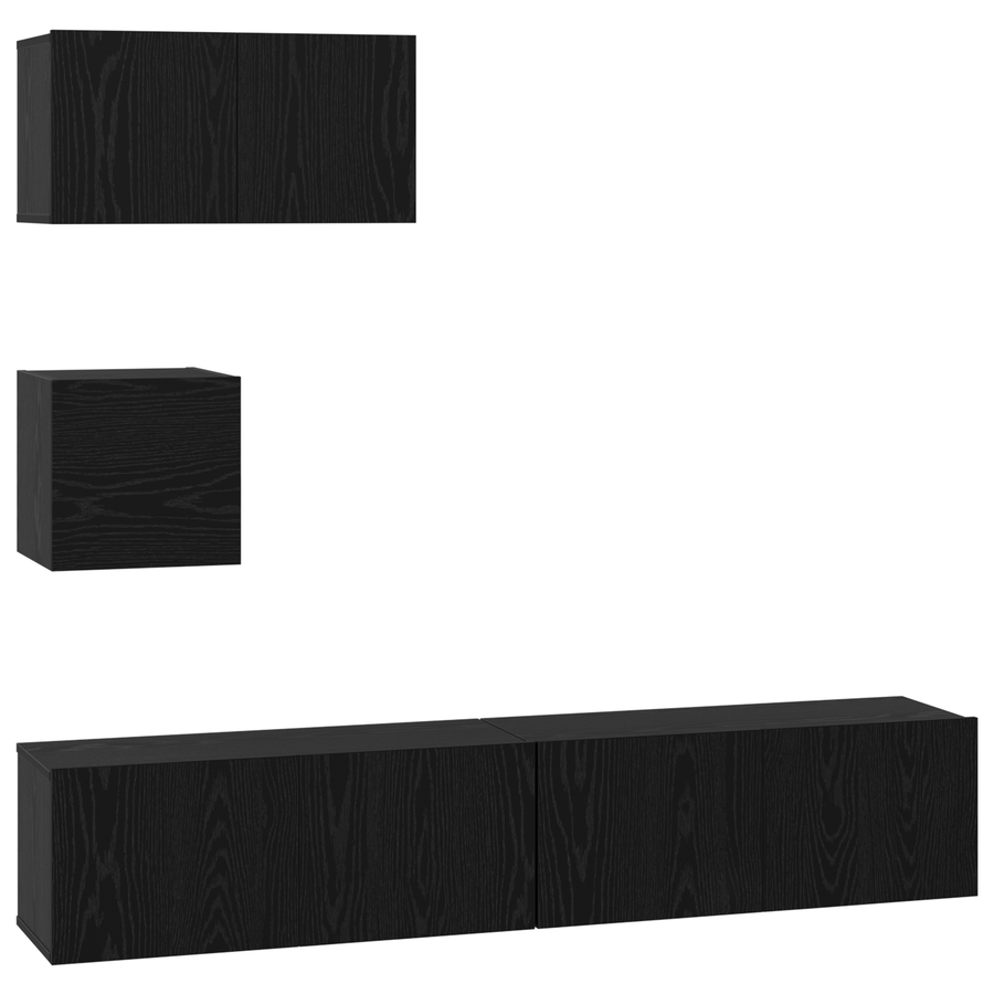 TV Eenheid Set Anders met opslag met de deur 4 pcs Zwart eiken 80 x 30 x 30 cm
