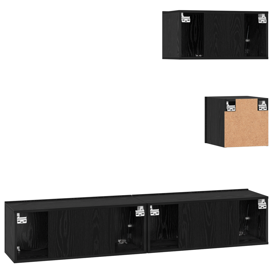 TV Eenheid Set Anders met opslag met de deur 4 pcs Zwart eiken 80 x 30 x 30 cm