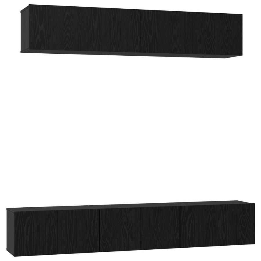Tv-meubelset 6 pcs Zwart eiken 100 x 30 x 30 cm Bewerkt hout