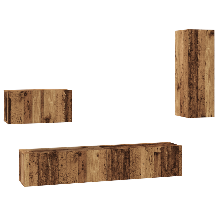 Wand TV Kast met plank Anders met opslag met de deur 4 pcs Oude hout Medium Engineered hout