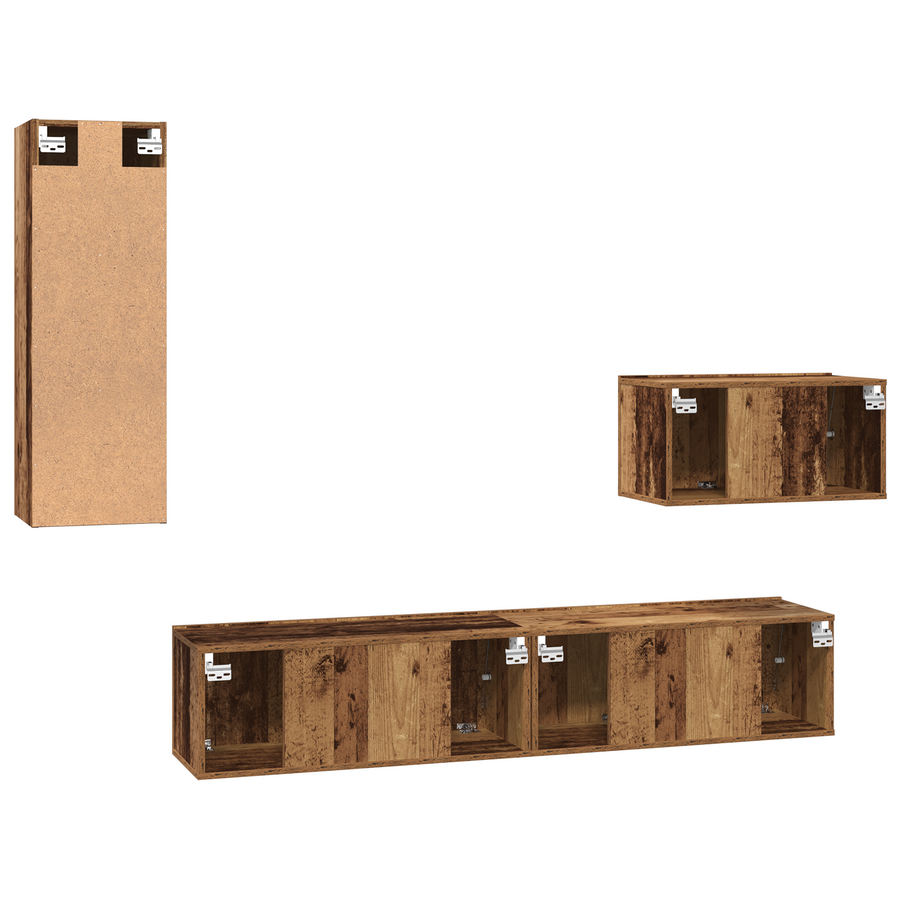 Wand TV Kast met plank Anders met opslag met de deur 4 pcs Oude hout Medium Engineered hout