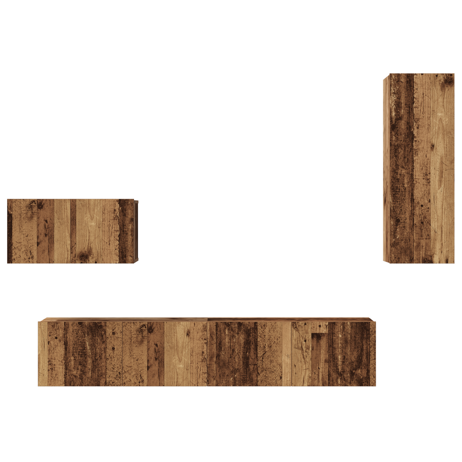 Wand TV Kast met plank Anders met opslag met de deur 4 pcs Oude hout Medium Engineered hout