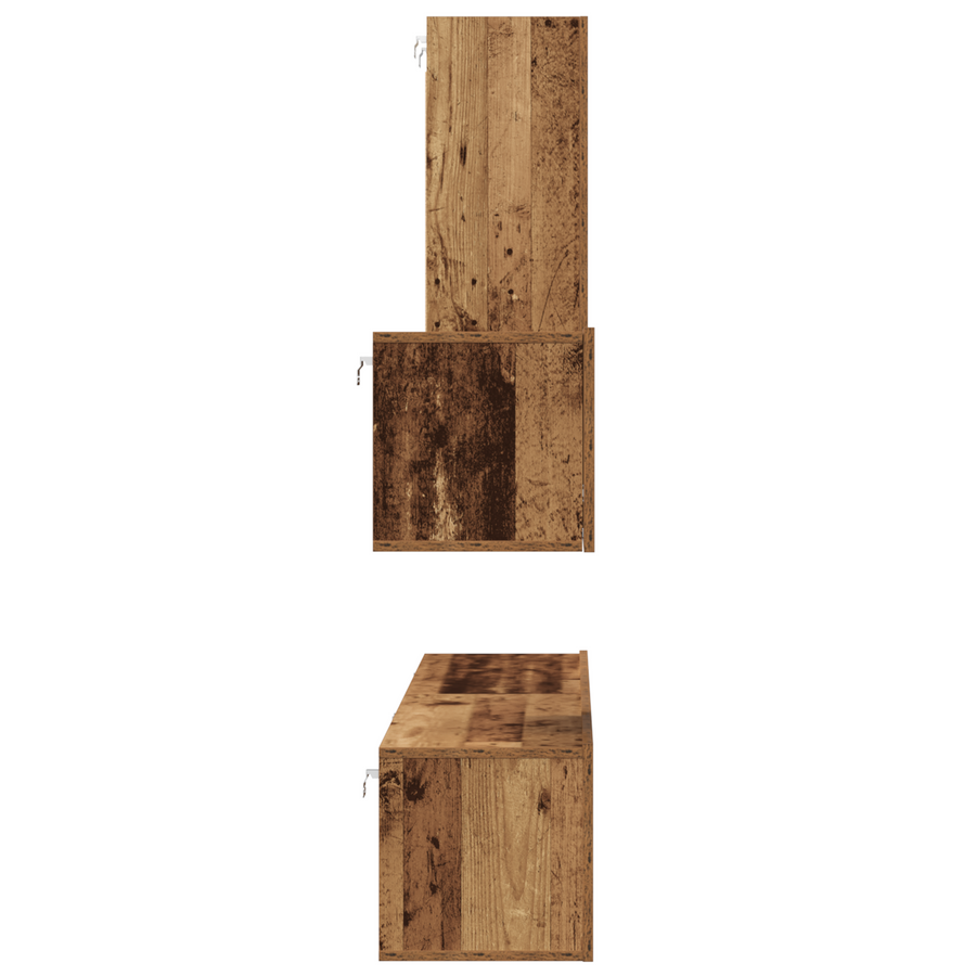 Wand TV Kast met plank Anders met opslag met de deur 4 pcs Oude hout Medium Engineered hout
