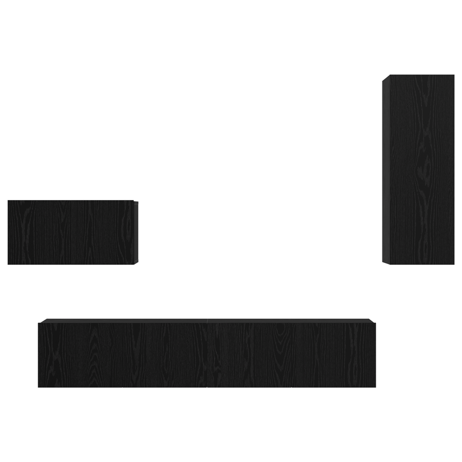 Wand TV Kast met plank Anders met opslag met de deur 4 pcs Zwart eiken