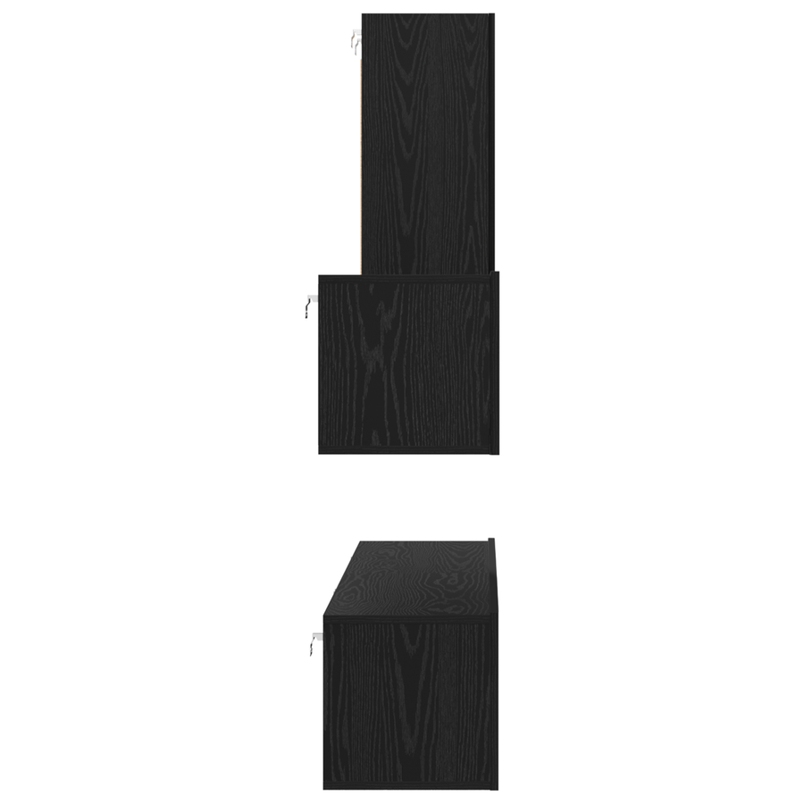 Wand TV Kast met plank Anders met opslag met de deur 4 pcs Zwart eiken