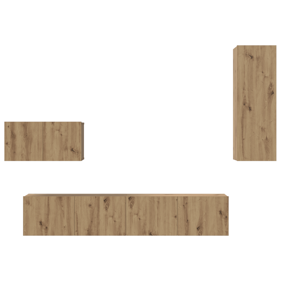 Wand TV Kast 4 pcs Ambachtelijk eiken 80 x 30 x 30 cm Medium