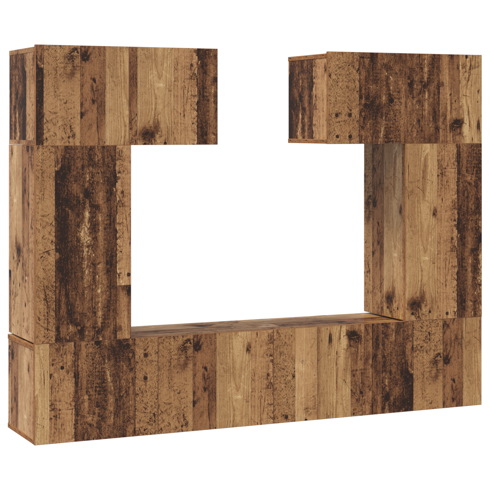 Tv-meubelset met plank met opslag met de deur 6 pcs Oud hout 80 x 30 x 30 cm