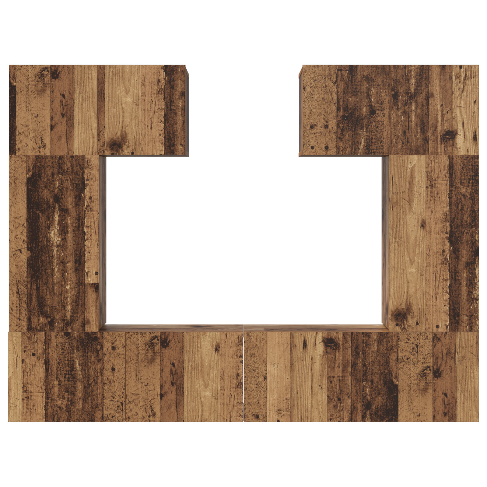 Tv-meubelset met plank met opslag met de deur 6 pcs Oud hout 80 x 30 x 30 cm