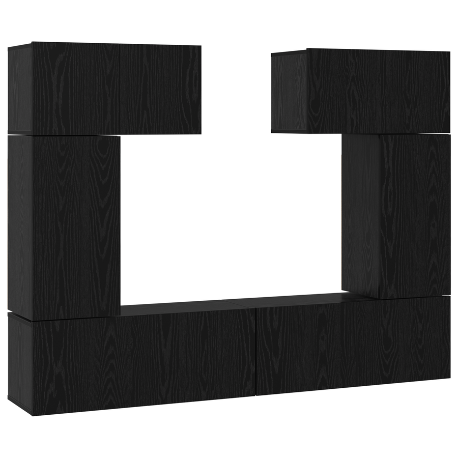 Tv-meubelset 6 pcs Zwart eiken 80 x 30 x 30 cm Bewerkt hout