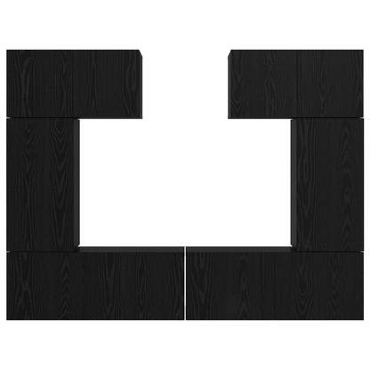 Tv-meubelset 6 pcs Zwart eiken 80 x 30 x 30 cm Bewerkt hout