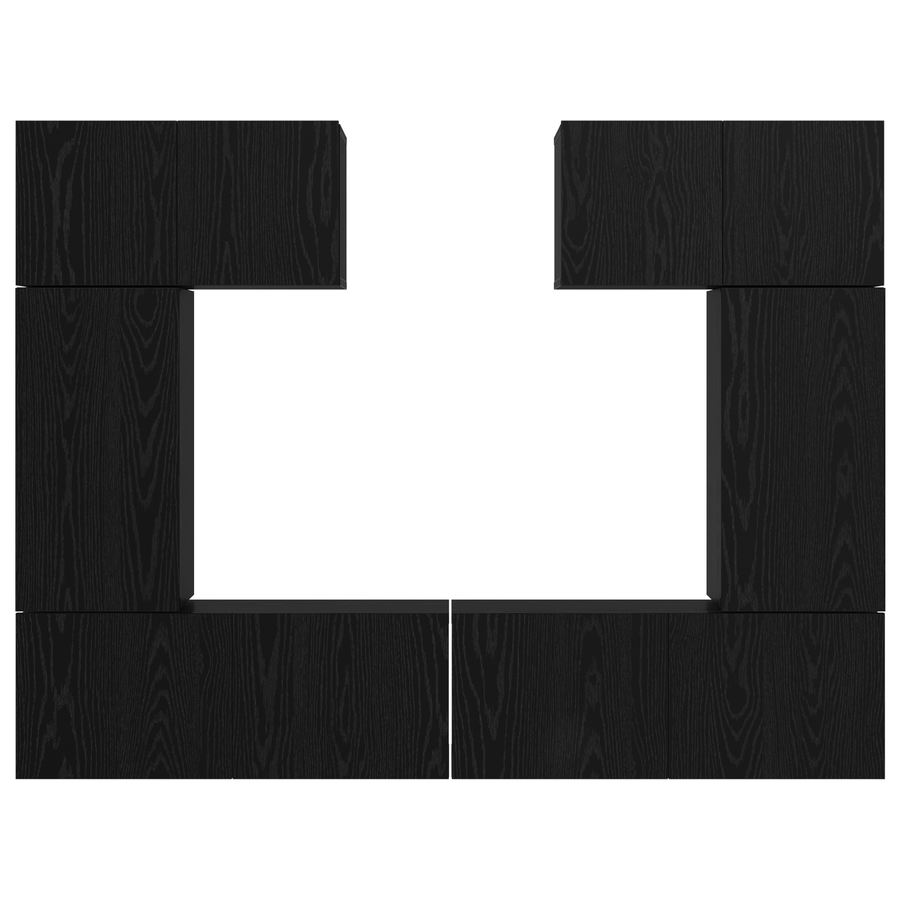 Tv-meubelset 6 pcs Zwart eiken 80 x 30 x 30 cm Bewerkt hout