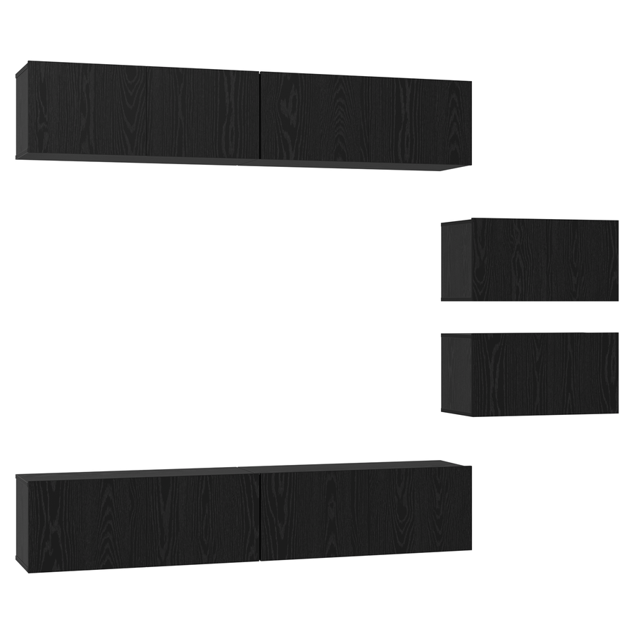 TV-kast met opslag met de deur 6 pcs Zwart eiken 80 x 30 x 30.5 cm