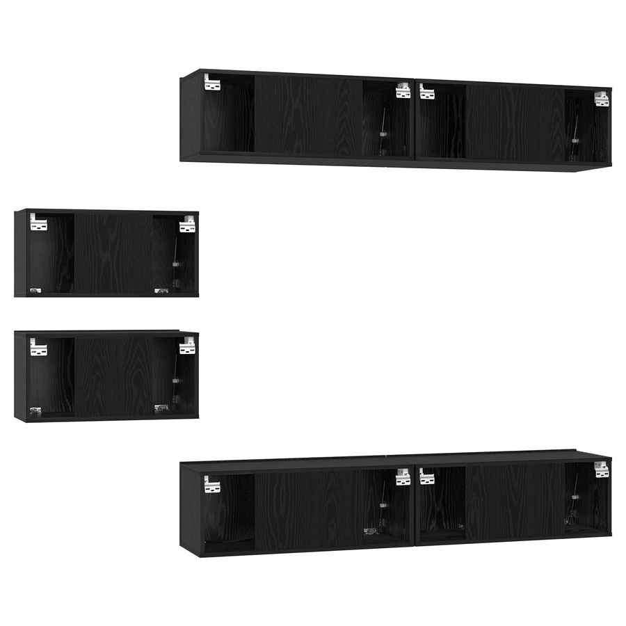 TV-kast met opslag met de deur 6 pcs Zwart eiken 80 x 30 x 30.5 cm