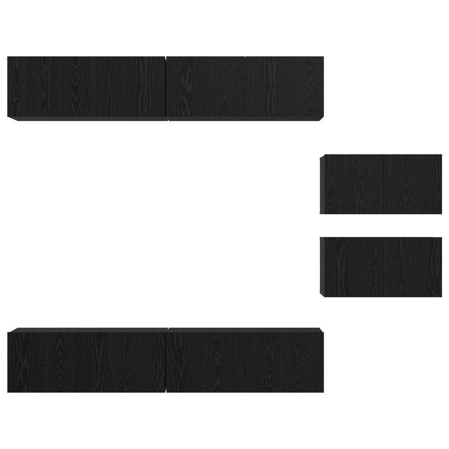 TV-kast met opslag met de deur 6 pcs Zwart eiken 80 x 30 x 30.5 cm