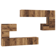 Tv meubelset 8 stuks 30x30x30 cm bruin bewerkt hout