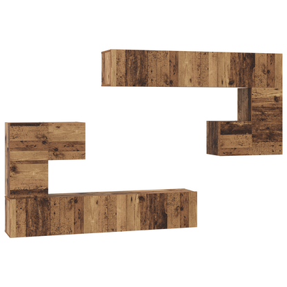 Tv-meubelset 8 pcs Oude hout Medium 30.5 x 30 x 30 cm